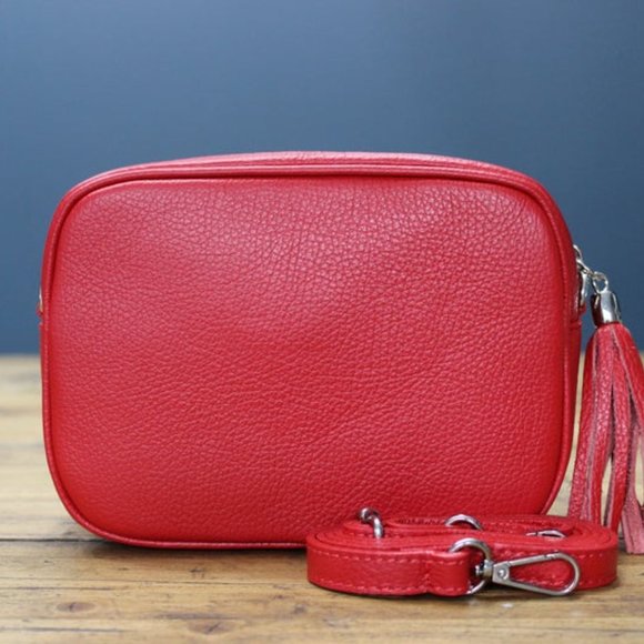 Bags Red Leather Crossbody Bag With Strap Poshmark